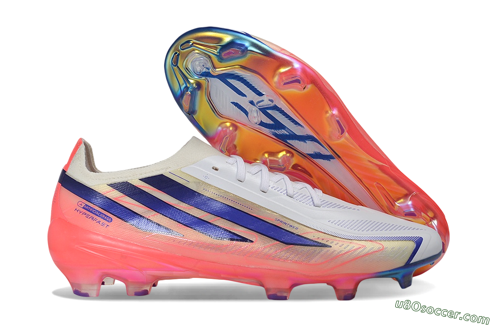 Adidas F50 Hyperfast Elite FG Firm Ground Soccer Cleats - White/Solar Red/Lucid Blue 1