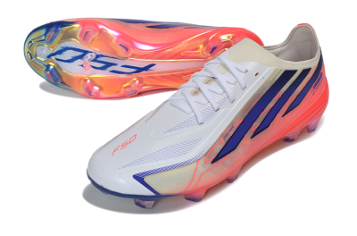Adidas F50 Hyperfast Elite FG Firm Ground Soccer Cleats - White/Solar Red/Lucid Blue