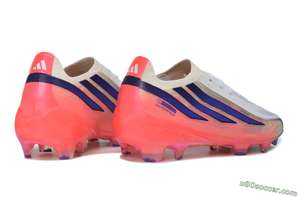 Adidas F50 Hyperfast Elite FG Firm Ground Soccer Cleats - White/Solar Red/Lucid Blue 6
