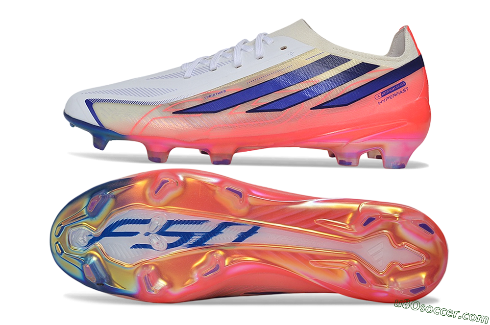 Adidas F50 Hyperfast Elite FG Firm Ground Soccer Cleats - White/Solar Red/Lucid Blue 0