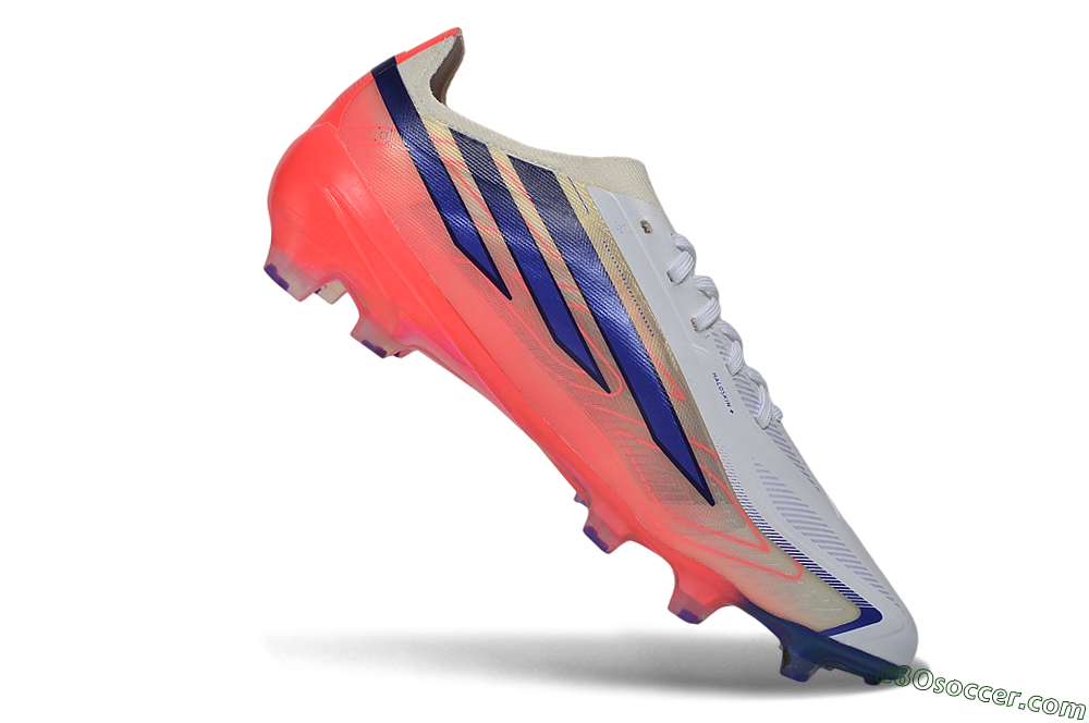 Adidas F50 Hyperfast Elite FG Firm Ground Soccer Cleats - White/Solar Red/Lucid Blue 4
