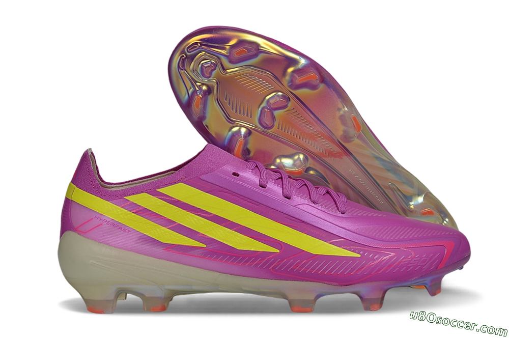 Adidas F50 Hyperfast Elite FG Firm Ground Soccer Cleats - Purple/Lucid Pink/Solar Yellow 1