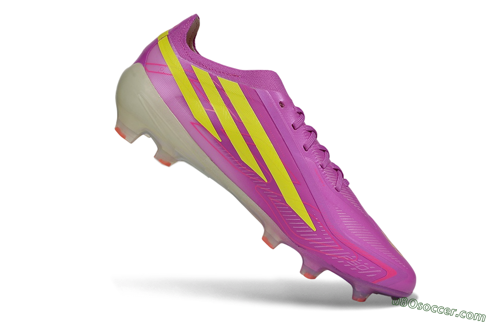 Adidas F50 Hyperfast Elite FG Firm Ground Soccer Cleats - Purple/Lucid Pink/Solar Yellow 4
