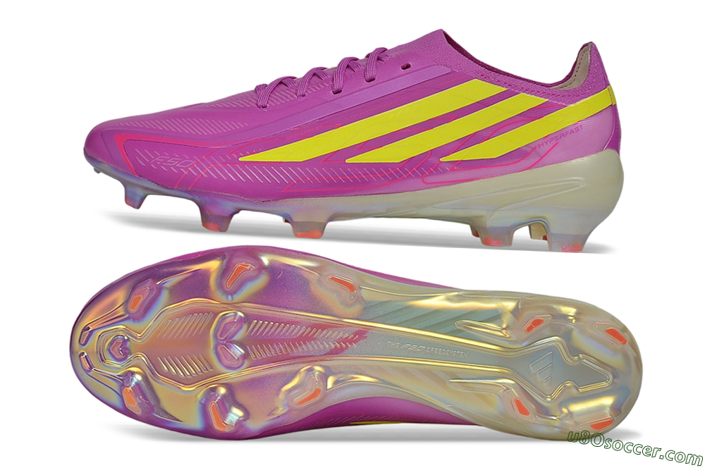 Adidas F50 Hyperfast Elite FG Firm Ground Soccer Cleats - Purple/Lucid Pink/Solar Yellow 0