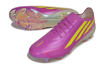 Adidas F50 Hyperfast Elite FG Firm Ground Soccer Cleats - Purple/Lucid Pink/Solar Yellow
