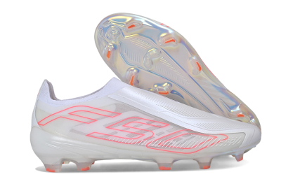 Adidas F50 Hyperfast Elite Laceless FG Firm Ground Soccer Cleats - White/Cloud White/Solar Red