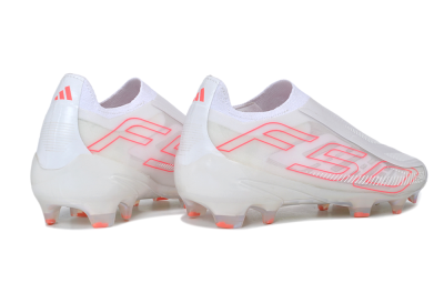 Adidas F50 Hyperfast Elite Laceless FG Firm Ground Soccer Cleats - White/Cloud White/Solar Red