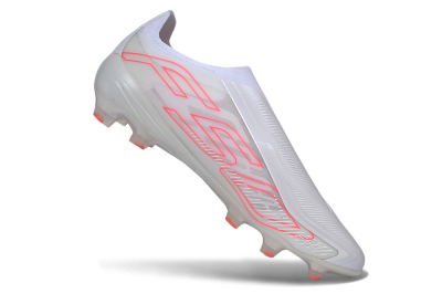Adidas F50 Hyperfast Elite Laceless FG Firm Ground Soccer Cleats - White/Cloud White/Solar Red