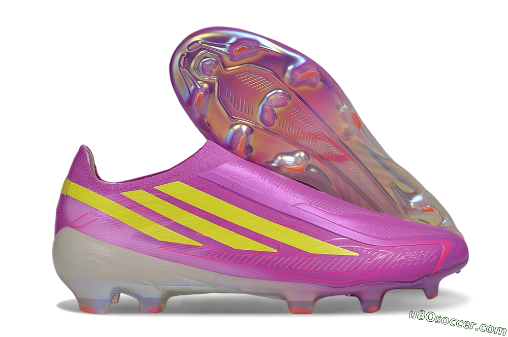 Adidas F50 Hyperfast Elite Laceless FG Firm Ground Soccer Cleats - Purple/Lucid Pink/Solar Yellow 1