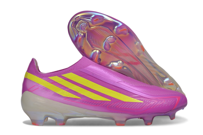Adidas F50 Hyperfast Elite Laceless FG Firm Ground Soccer Cleats - Purple/Lucid Pink/Solar Yellow