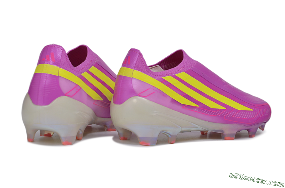 Adidas F50 Hyperfast Elite Laceless FG Firm Ground Soccer Cleats - Purple/Lucid Pink/Solar Yellow 6