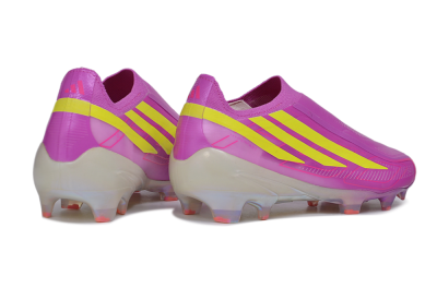 Adidas F50 Hyperfast Elite Laceless FG Firm Ground Soccer Cleats - Purple/Lucid Pink/Solar Yellow
