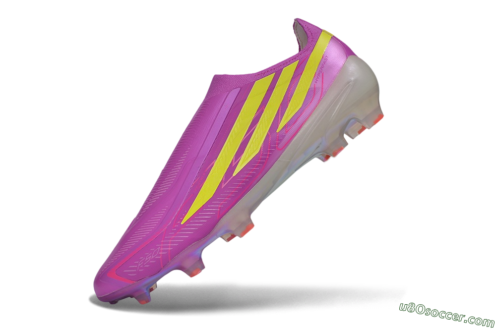 Adidas F50 Hyperfast Elite Laceless FG Firm Ground Soccer Cleats - Purple/Lucid Pink/Solar Yellow 5