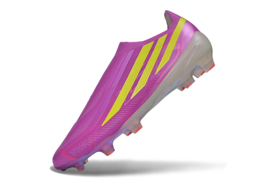 Adidas F50 Hyperfast Elite Laceless FG Firm Ground Soccer Cleats - Purple/Lucid Pink/Solar Yellow
