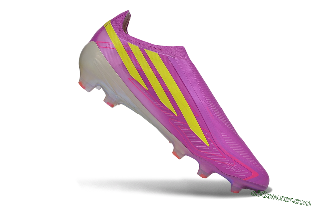 Adidas F50 Hyperfast Elite Laceless FG Firm Ground Soccer Cleats - Purple/Lucid Pink/Solar Yellow 4