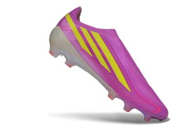 Adidas F50 Hyperfast Elite Laceless FG Firm Ground Soccer Cleats - Purple/Lucid Pink/Solar Yellow