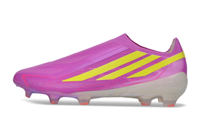 Adidas F50 Hyperfast Elite Laceless FG Firm Ground Soccer Cleats - Purple/Lucid Pink/Solar Yellow