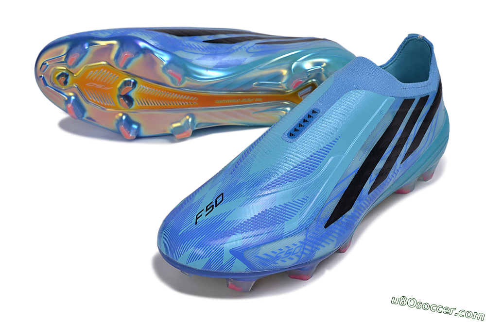 Adidas F50 Hyperfast Elite Laceless FG Firm Ground Soccer Cleats - Blue/Lucid Blue/Black 3