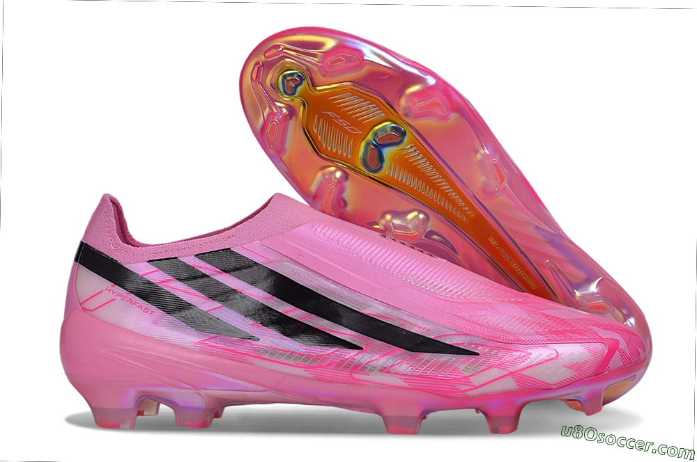 Adidas F50 Hyperfast Elite Laceless FG Firm Ground Soccer Cleats - Pink/Lucid Pink/Core Black 1