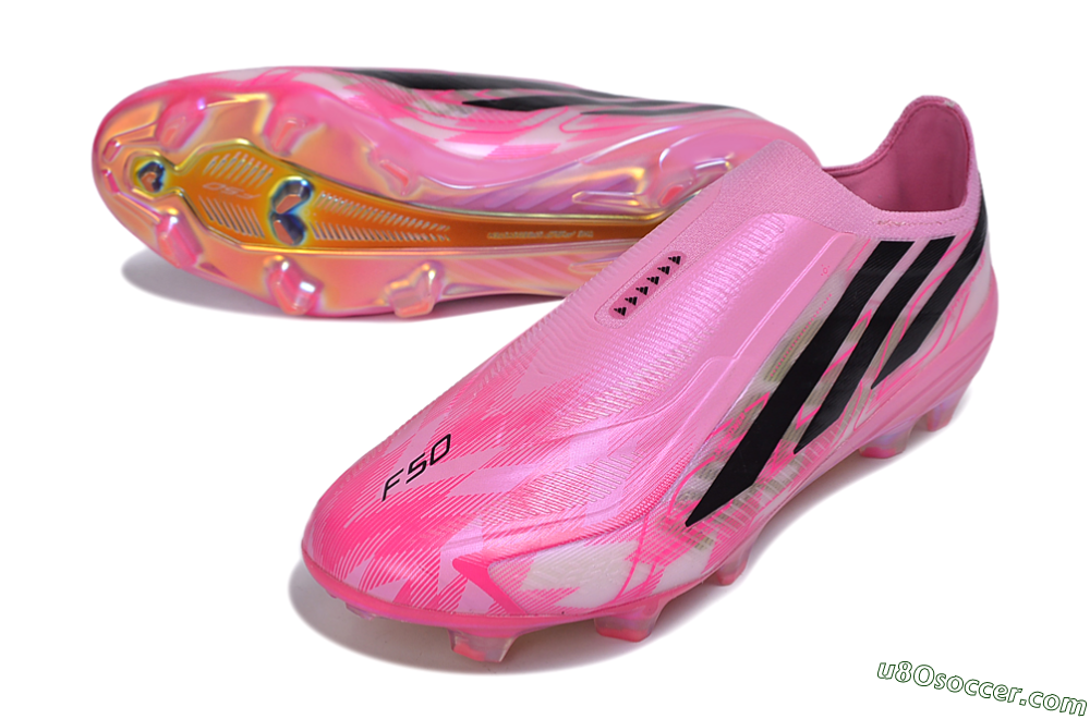 Adidas F50 Hyperfast Elite Laceless FG Firm Ground Soccer Cleats - Pink/Lucid Pink/Core Black 3