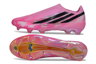 Adidas F50 Hyperfast Elite Laceless FG Firm Ground Soccer Cleats - Pink/Lucid Pink/Core Black