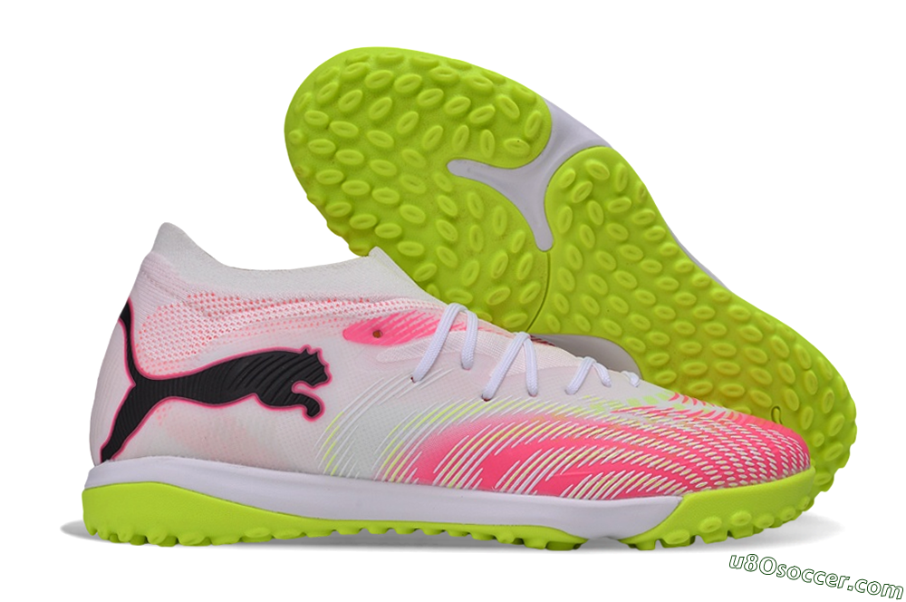 Puma Future 9 Ultimate TF Artificial Turf Soccer Shoes - White/Electric Lime/Fiery Coral 1