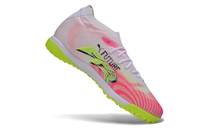 Puma Future 9 Ultimate TF Artificial Turf Soccer Shoes - White/Electric Lime/Fiery Coral