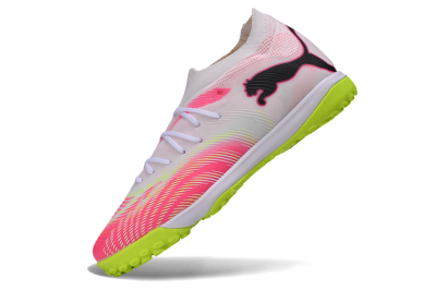 Puma Future 9 Ultimate TF Artificial Turf Soccer Shoes - White/Electric Lime/Fiery Coral