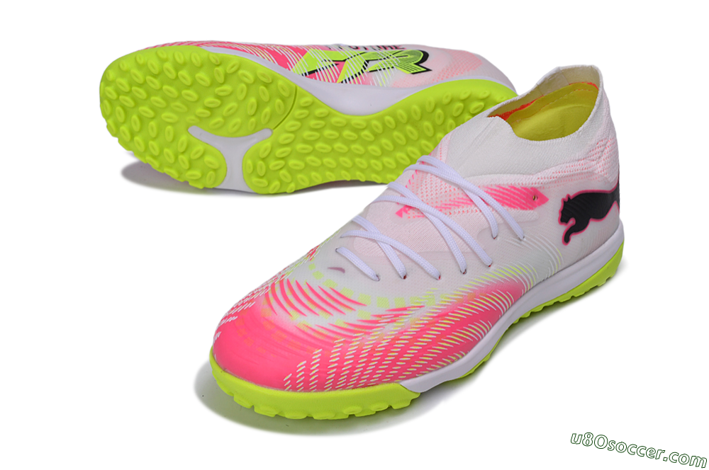 Puma Future 9 Ultimate TF Artificial Turf Soccer Shoes - White/Electric Lime/Fiery Coral 3