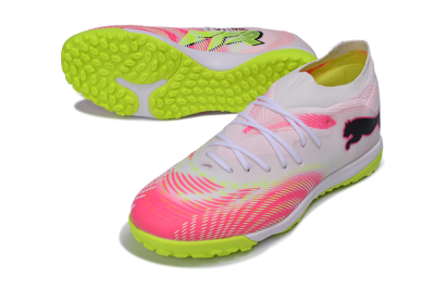 Puma Future 9 Ultimate TF Artificial Turf Soccer Shoes - White/Electric Lime/Fiery Coral