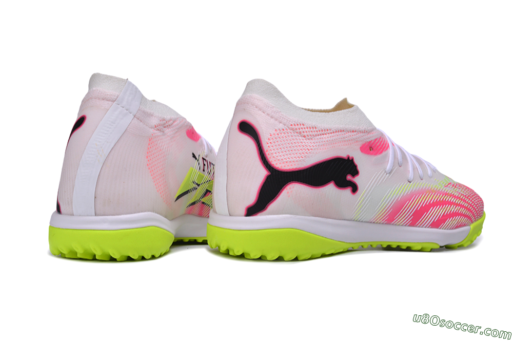 Puma Future 9 Ultimate TF Artificial Turf Soccer Shoes - White/Electric Lime/Fiery Coral 6
