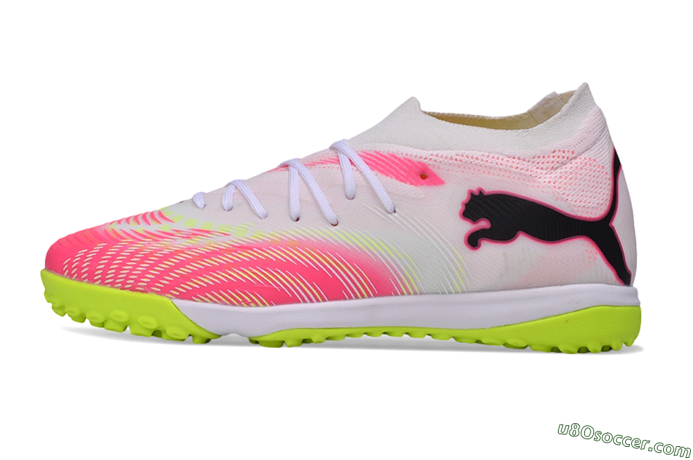 Puma Future 9 Ultimate TF Artificial Turf Soccer Shoes - White/Electric Lime/Fiery Coral 2