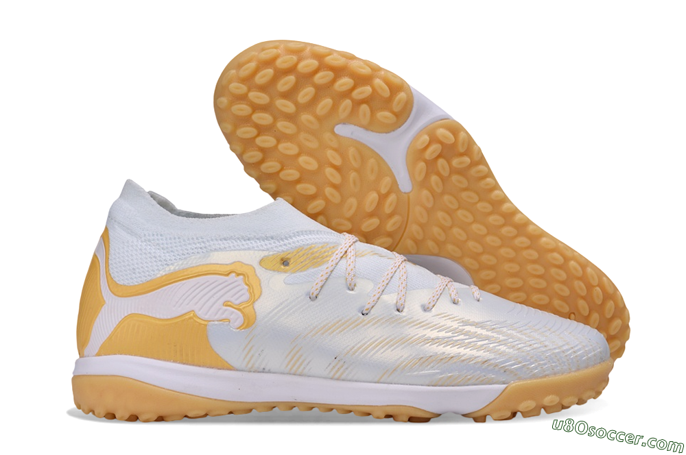 Puma Future 9 Ultimate TF Artificial Turf Soccer Shoes - White/Puma White/Gold Metallic 1