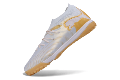 Puma Future 9 Ultimate TF Artificial Turf Soccer Shoes - White/Puma White/Gold Metallic