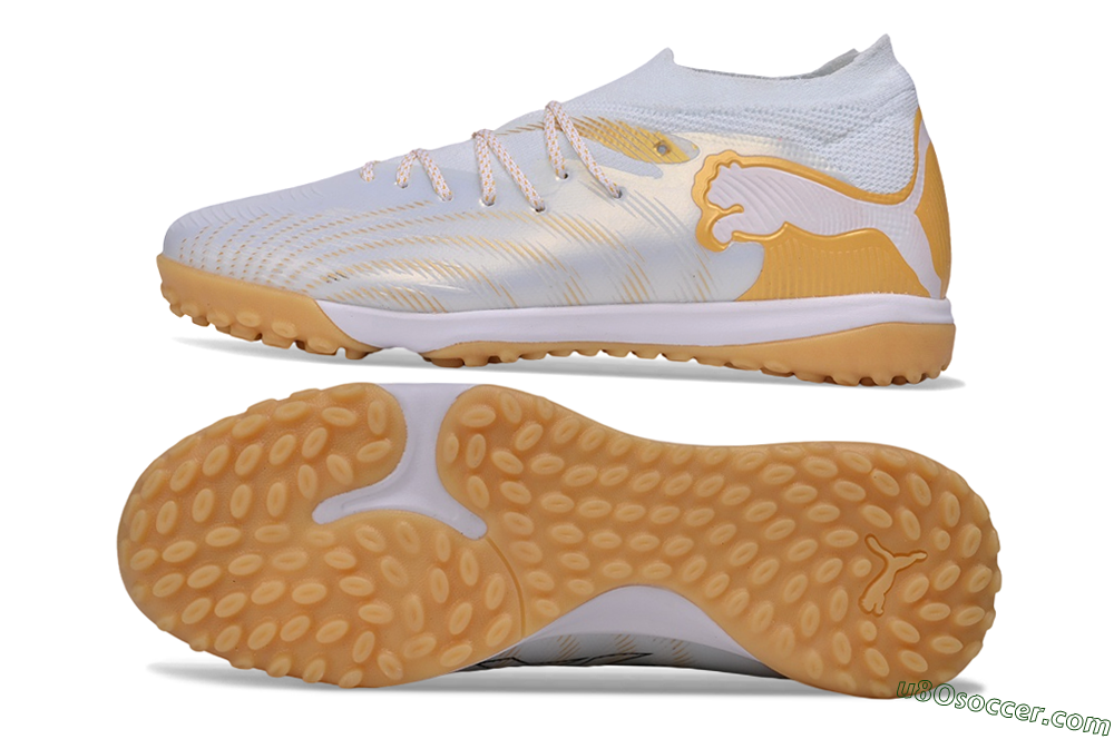 Puma Future 9 Ultimate TF Artificial Turf Soccer Shoes - White/Puma White/Gold Metallic 0