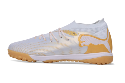 Puma Future 9 Ultimate TF Artificial Turf Soccer Shoes - White/Puma White/Gold Metallic