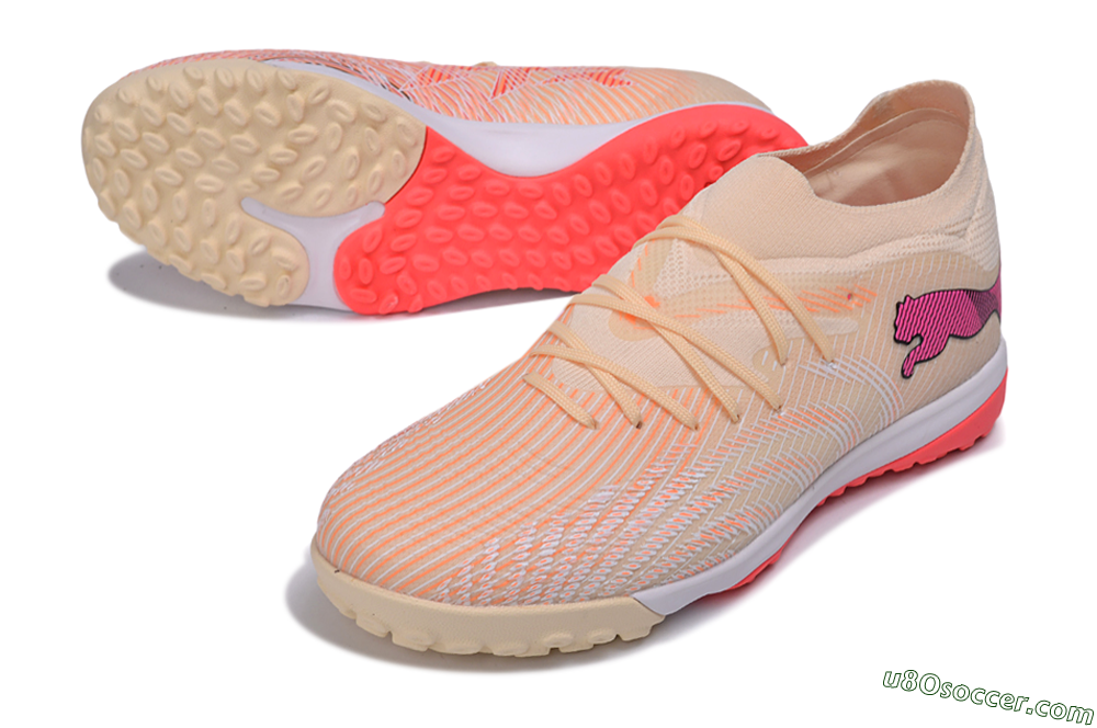 Puma Future 9 Ultimate TF Artificial Turf Soccer Shoes - Beige/Ivory Glow/Electric Pink 3