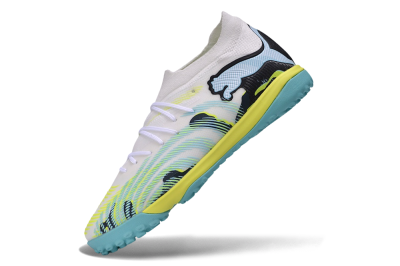 Puma Future 9 Ultimate TF Artificial Turf Soccer Shoes - White/Electric Blue/Acid Lime