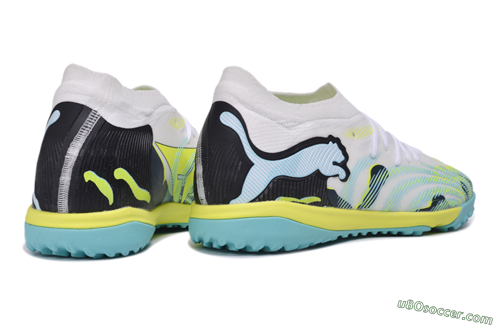Puma Future 9 Ultimate TF Artificial Turf Soccer Shoes - White/Electric Blue/Acid Lime 6