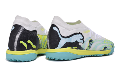Puma Future 9 Ultimate TF Artificial Turf Soccer Shoes - White/Electric Blue/Acid Lime