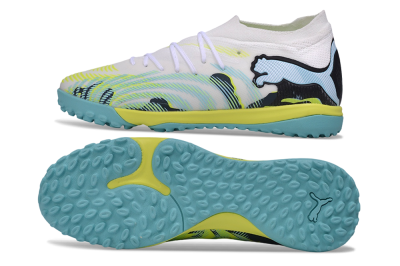 Puma Future 9 Ultimate TF Artificial Turf Soccer Shoes - White/Electric Blue/Acid Lime