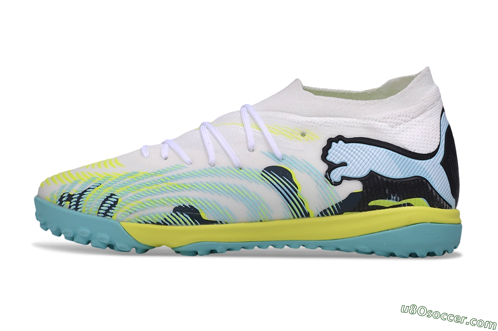 Puma Future 9 Ultimate TF Artificial Turf Soccer Shoes - White/Electric Blue/Acid Lime 2