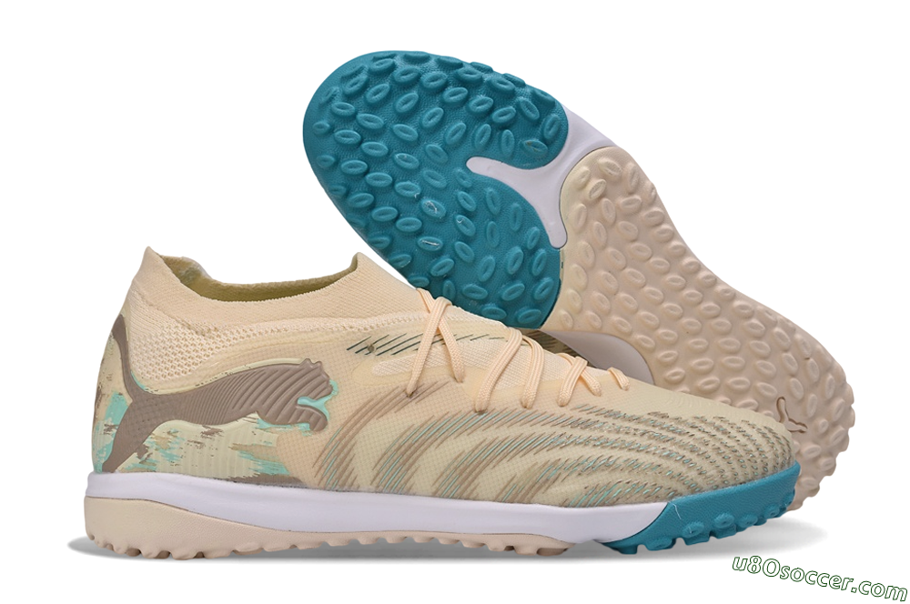 Puma Future 9 Ultimate TF Artificial Turf Soccer Shoes - Beige/Oatmeal/Teal 1