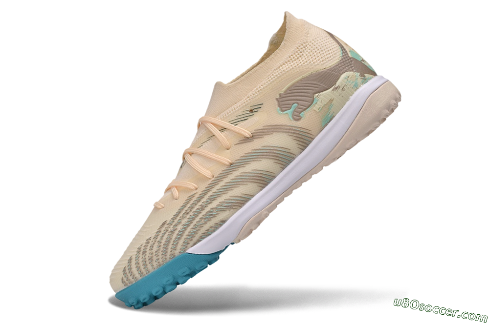 Puma Future 9 Ultimate TF Artificial Turf Soccer Shoes - Beige/Oatmeal/Teal 5
