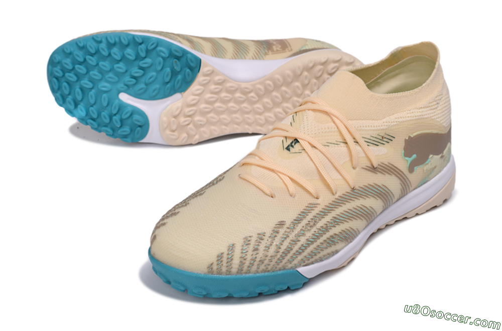 Puma Future 9 Ultimate TF Artificial Turf Soccer Shoes - Beige/Oatmeal/Teal 3