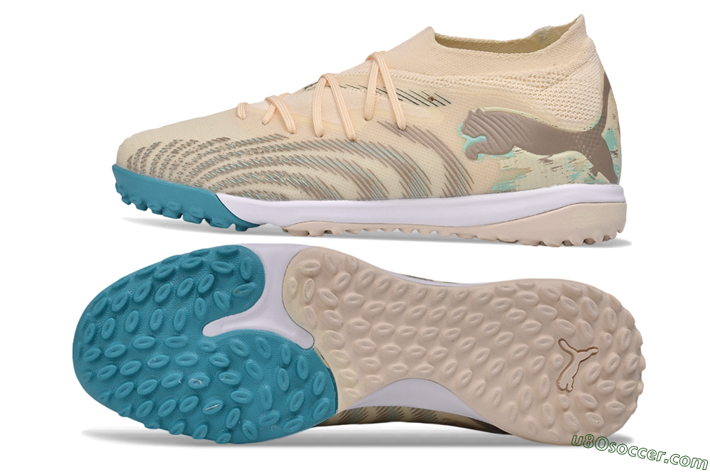 Puma Future 9 Ultimate TF Artificial Turf Soccer Shoes - Beige/Oatmeal/Teal 0