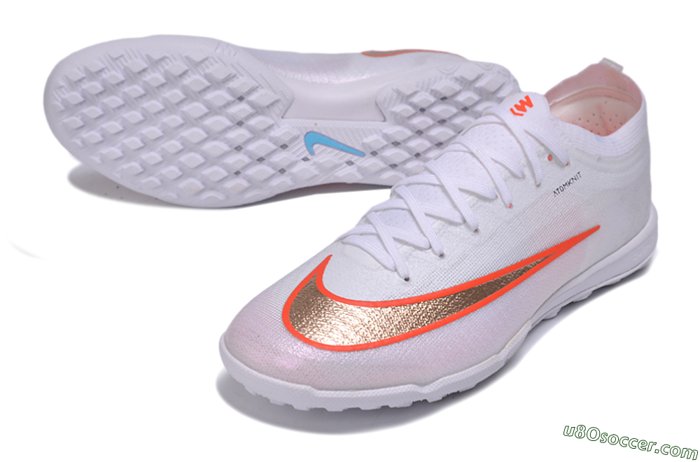 Nike Air Zoom Mercurial Vapor 17 Elite TF Artificial Turf Soccer Shoes - White/Metallic Copper/Bright Crimson 3