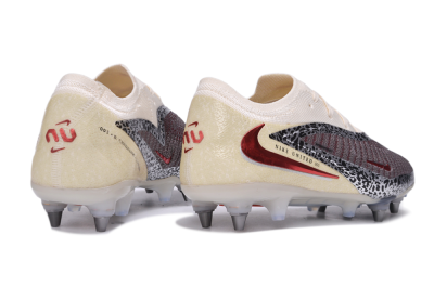 Nike Phantom 6 Elite Low SG Soft Ground Soccer Cleats - Beige/Metallic Silver/Team Red