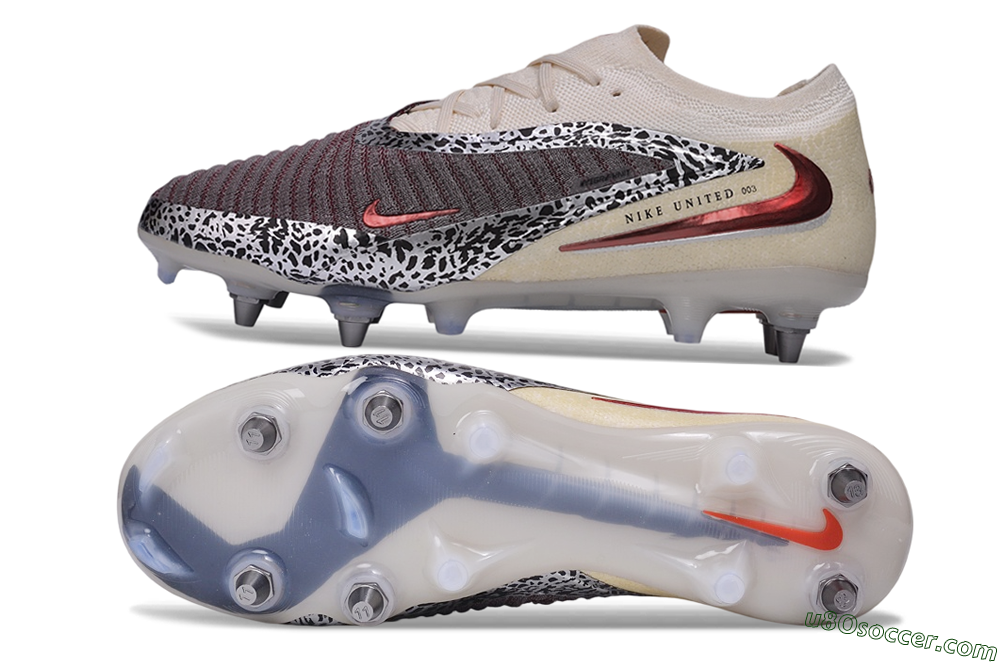 Nike Phantom 6 Elite Low SG Soft Ground Soccer Cleats - Beige/Metallic Silver/Team Red 0
