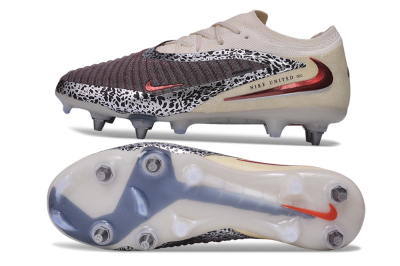 Nike Phantom 6 Elite Low SG Soft Ground Soccer Cleats - Beige/Metallic Silver/Team Red